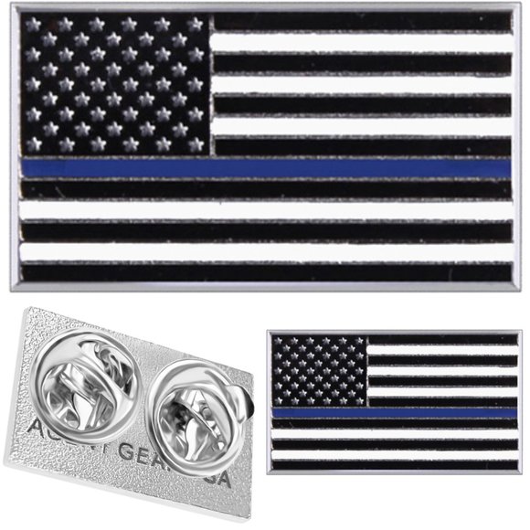 Blue Line Flag Lapel Pins - Honor The Men & Women Of Law Enforcement - 2 Pack - Picture 1 of 3